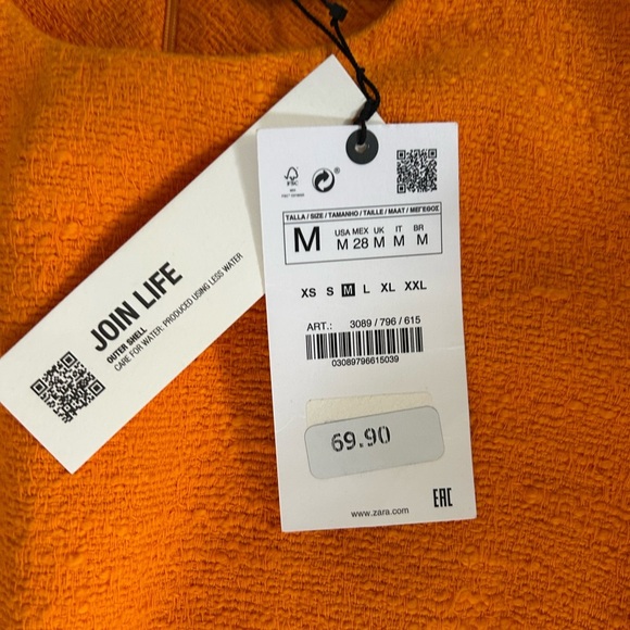 NWT ZARA Elegant Textured Orange Sleeveless Dress Size Medium - Picture 6 of 10